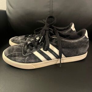 Adidas Women's Black and White Velvet Sneakers